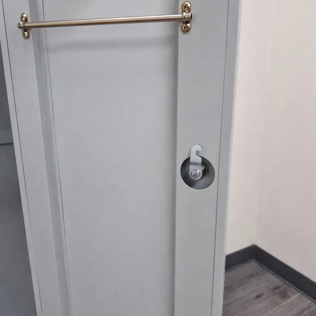 metal storage cabinet door with latch