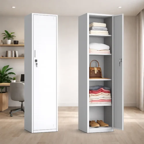 white metal storage lockers units