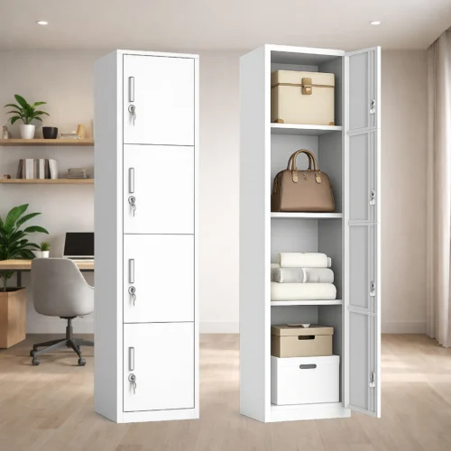 white metal storage locker cabinet