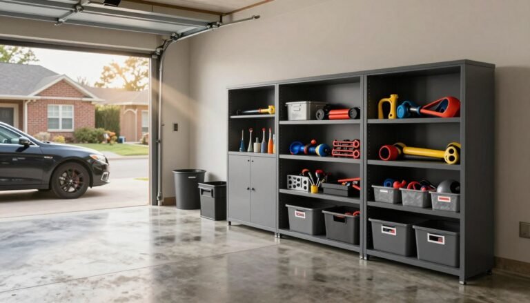 metal shelving units in garage