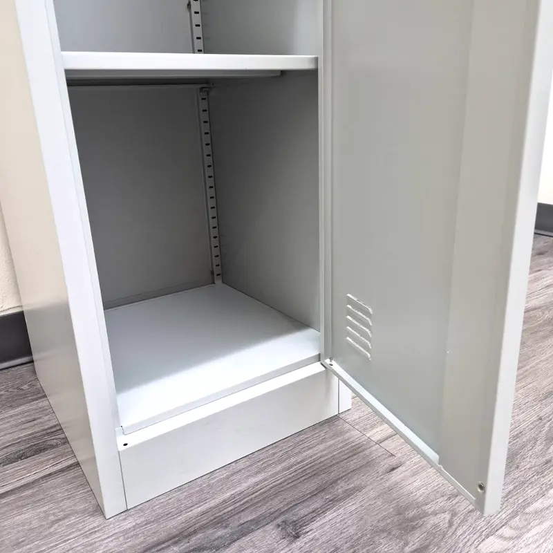 white metal storage cabinet open door