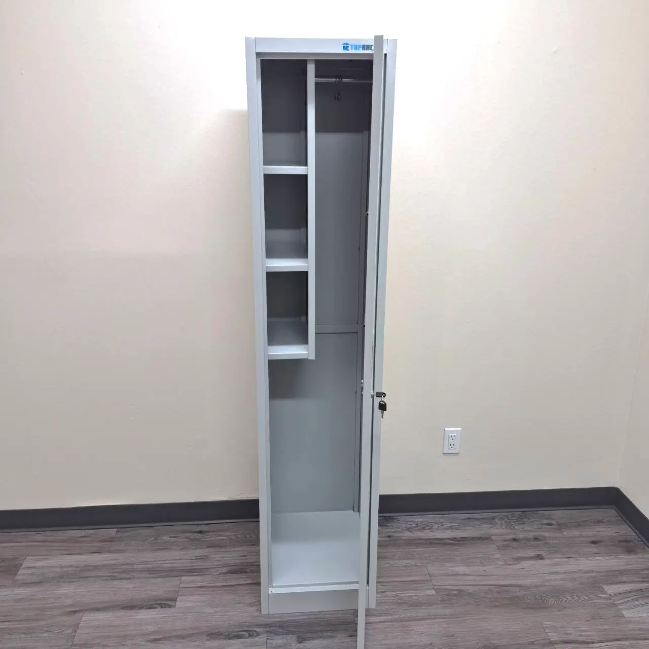 metal storage cabinet with shelves