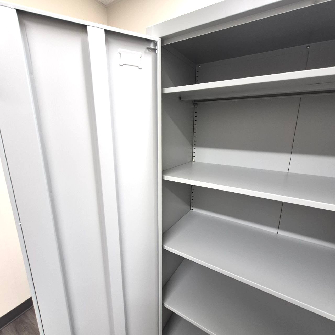 metal storage cabinet with shelves