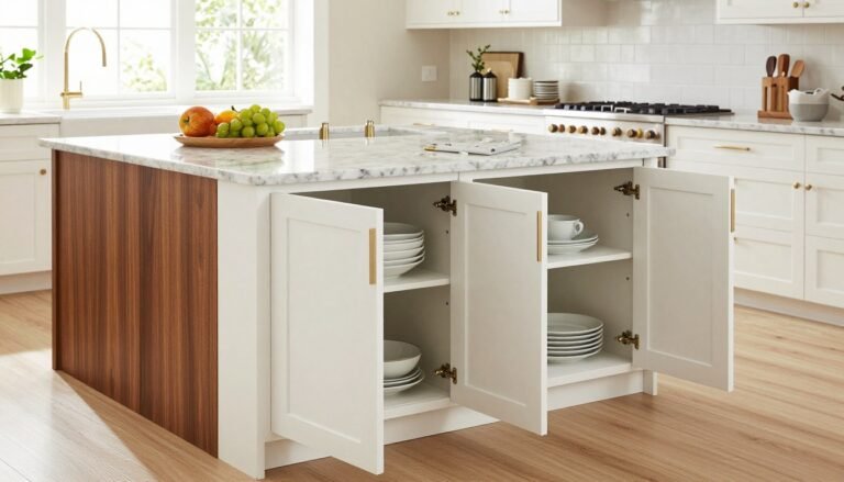 kitchen island cabinet with shelves