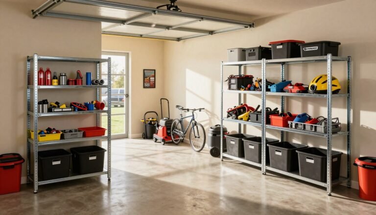 metal shelving units in garage storage
