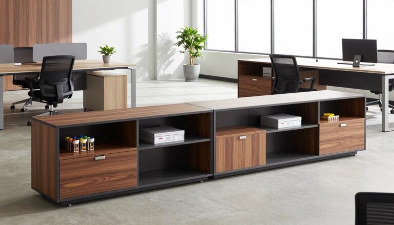 wooden low storage cabinet office