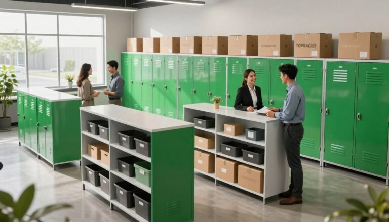 green metal cabinets and storage racks