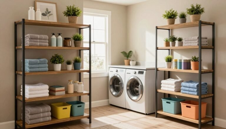 metal frame wooden shelving units